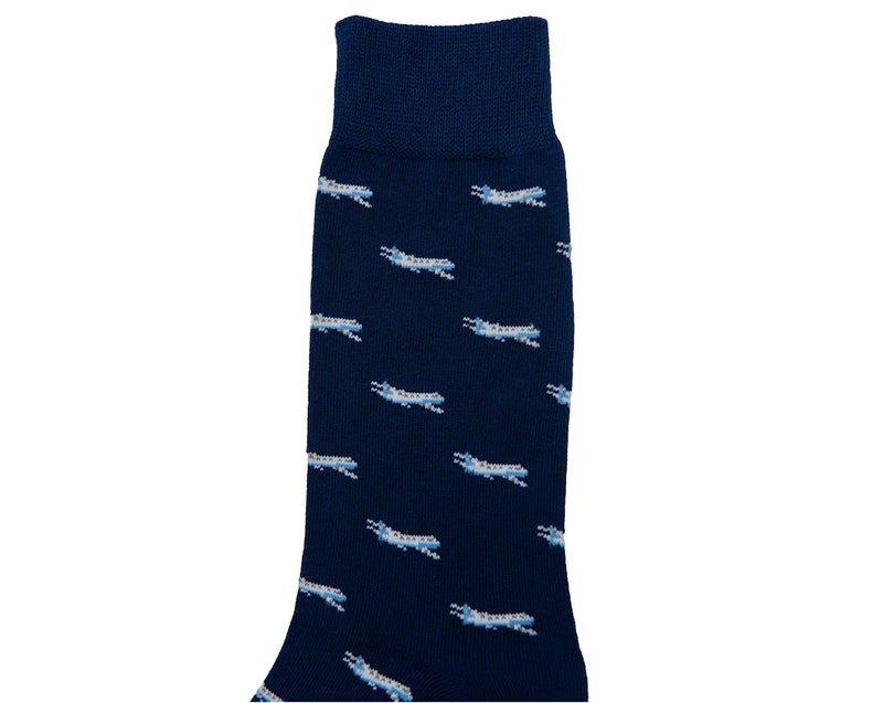 AUSCUFFLINKS Airplane Socks for Him | Gift for Pilot Captain Plane Lover | Combed Cotton Socks | Present for Work Colleague | Bday Gift for Guys (Aeroplane) - Image 2